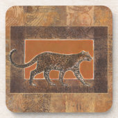 Leopard im orangefarbenen und braunen Hintergrund Getränkeuntersetzer (Vorderseite)