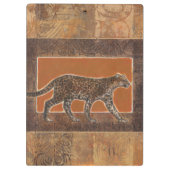 Leopard im orangefarbenen und braunen Hintergrund Klemmbrett (Rückseite)