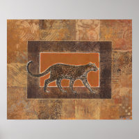 Leopard im orangefarbenen und braunen Hintergrund
