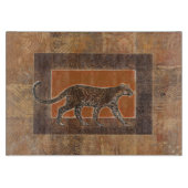 Leopard im orangefarbenen und braunen Hintergrund Schneidebrett (Vorderseite)
