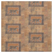 Leopard im orangefarbenen und braunen Hintergrund Stoff (Muster)