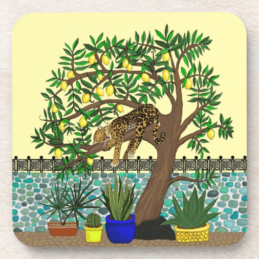 Leopard im Untersetzer Lemon Tree Cork (Vorderseite)