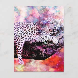 LEOPARD IN BAUM POSTKARTE