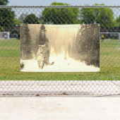 LEOPARD in der SCHNEE Fahne Banner (Insitu)