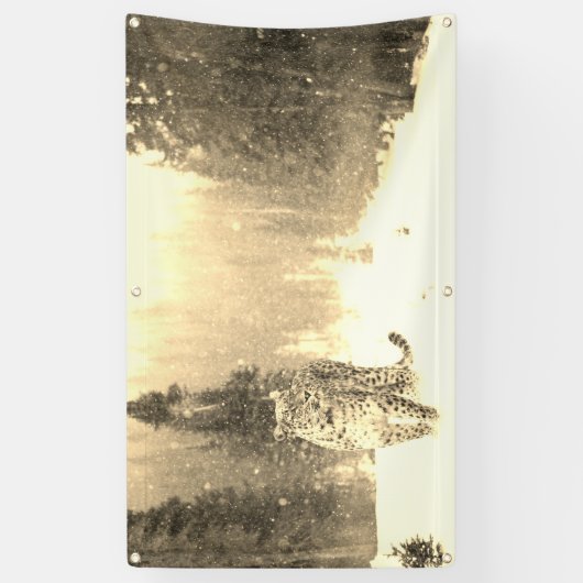 LEOPARD in der SCHNEE Fahne Banner (Vertikal)