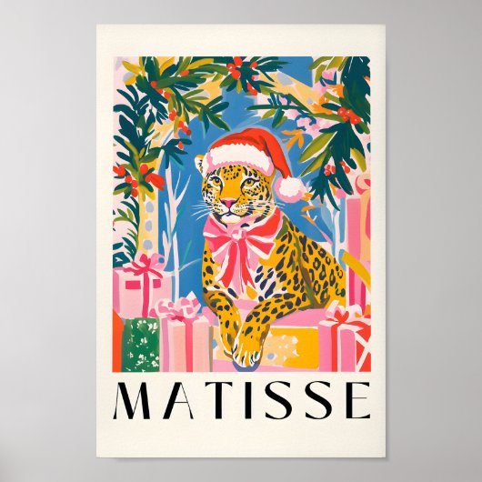 Leopard in der Weihnachtsmannmütze, Weihnachtsmaue Poster (Vorne)