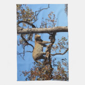 Leopard in einem Baum in Afrika Geschirrtuch (Vertikal)