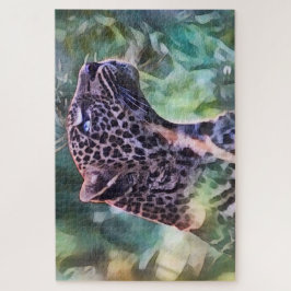 Leopard in einem sonnigen Dschungel Puzzle