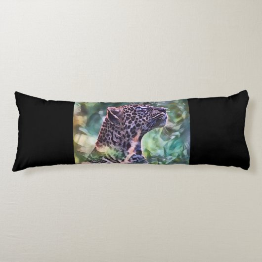 Leopard in einem sonnigen Dschungel Seitenschläferkissen (Vorderseite)