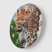 Leopard in freier Wildbahn Große Wanduhr (Winkel)