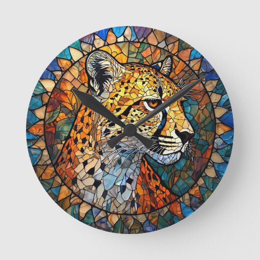 Leopard in lebendigen Farben Runde Wanduhr (Vorderseite)