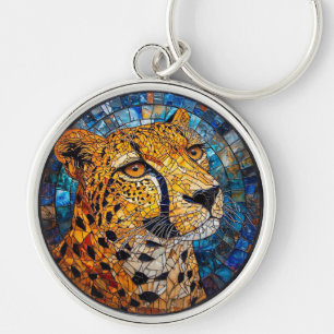 Leopard in lebendigen Farben Schlüsselanhänger