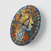 Leopard in lebhaften Farben Runde Wanduhr (Winkel)