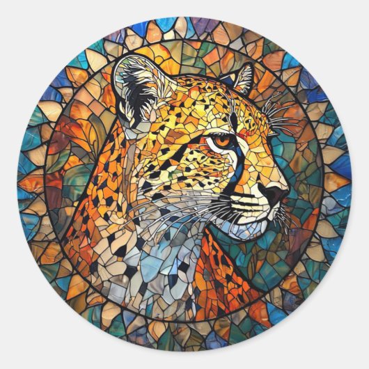 Leopard in lebhaften Farben Runder Aufkleber (Vorderseite)