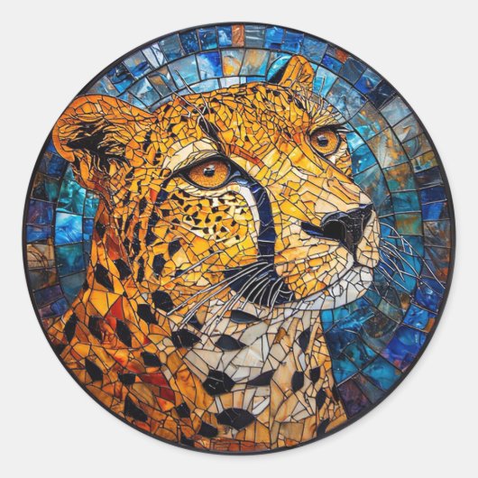 Leopard in lebhaften Farben Runder Aufkleber (Vorderseite)