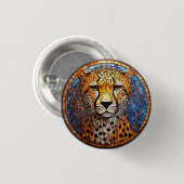Leopard in lebhaften Farben und raffinierten Muste Button (Vorne & Hinten)
