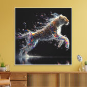 leopard in mid-leap leinwanddruck (Insitu (Wohnzimmer))