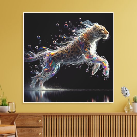 leopard in mid-leap leinwanddruck (Insitu (Wohnzimmer))