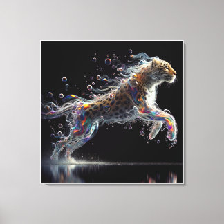 leopard in mid-leap leinwanddruck