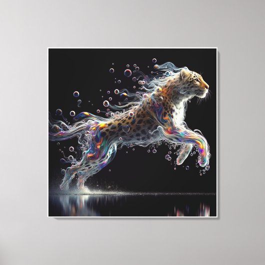 leopard in mid-leap leinwanddruck (Vorderseite)
