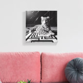 Leopard in Schwarz und Weiß Leinwanddruck (Insitu (Wohnzimmer))