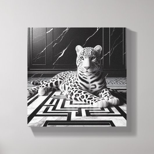 Leopard in Schwarz und Weiß Leinwanddruck (Vorderseite)