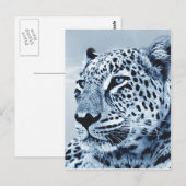 Leopard in Schwarz und Weiß Postkarte (Vorne/Hinten)