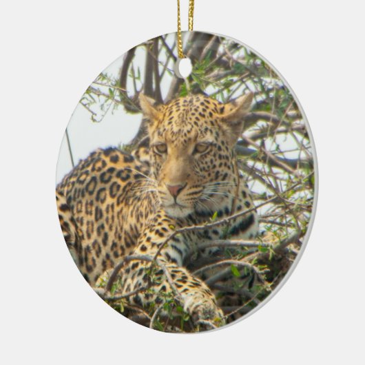 Leopard in Tree Keramik Ornament (Links)