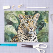 Leopard in üppigen Dschungelblättern Seidenpapier (Handwerk)