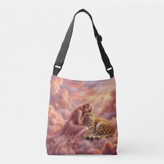 Leopard in Wolken Fantasy Tragetaschen Mit Langen Trägern (Vorderseite)