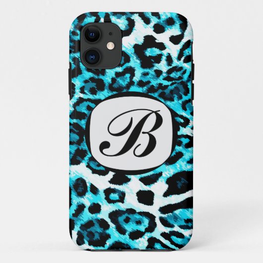 Leopard-Initiale iPhone Abdeckung des Aqua-311 Case-Mate iPhone Hülle (Rückseite)