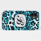 Leopard-Initiale iPhone Abdeckung des Aqua-311 Case-Mate iPhone Hülle (Rückseite (Horizontal))