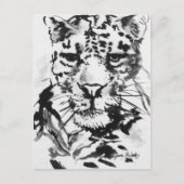 Leopard Ink Wash Postkarte (Vorderseite)