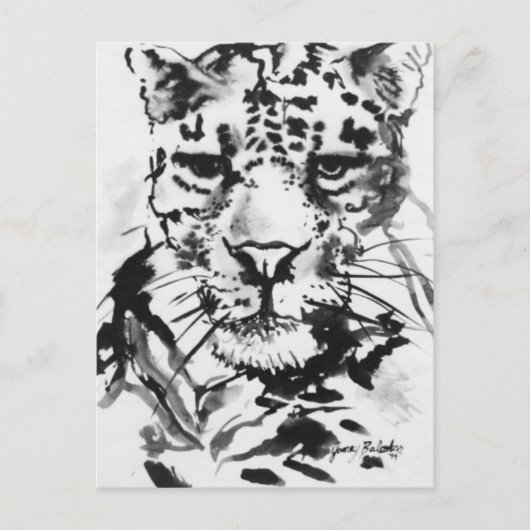 Leopard Ink Wash Postkarte (Vorderseite)