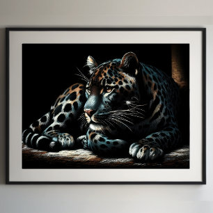 Leopard IV Zeichnend Hartpaste Poster