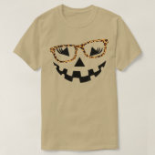 Leopard JackOLantern Glasse Pumpkin Eyelashes T-Shirt (Design vorne)