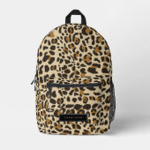 Leopard Jaguar Animal Print Mit Monogramm Name Bedruckter Rucksack (Vorderseite)