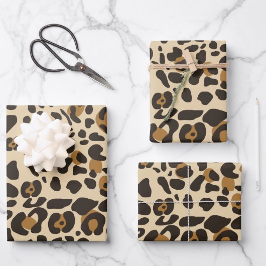 Leopard Jaguar Animal Print Muster Geschenkpapier Set (Vorderseite)