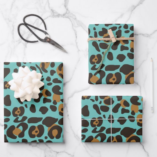 Leopard Jaguar Animal Print Muster Geschenkpapier Set (Vorderseite)