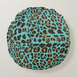 Leopard Jaguar Animal Print Muster Rundes Kissen