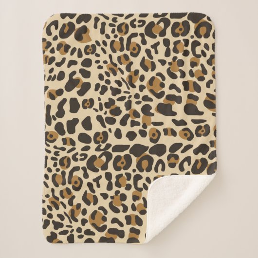 Leopard Jaguar Animal Print Muster Sherpadecke (Vorderseite)