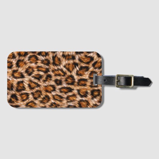Leopard Jaguar Cat Brown Fur Muster-24609 Gepäckanhänger (Vorderseite (Horizontal))