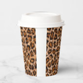 Leopard Jaguar Cat Brown Fur Muster-24609 Kaffee Pappbecher (Links)