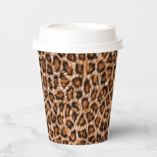 Leopard Jaguar Cat Brown Fur Muster-24609 Kaffee Pappbecher (Vorderseite)