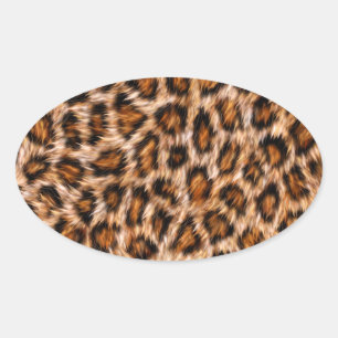 Leopard Jaguar Cat Brown Fur Muster-24609 Ovaler Aufkleber