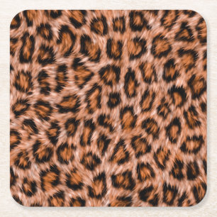 Leopard Jaguar Cat Brown Fur Muster-24609 Rechteckiger Pappuntersetzer
