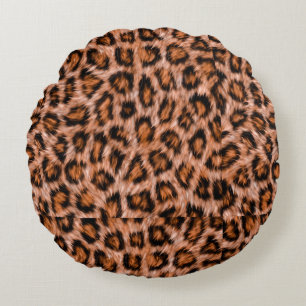 Leopard Jaguar Cat Brown Fur Muster-24609 Rundes Kissen