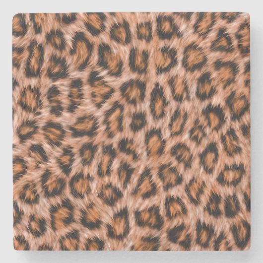 Leopard Jaguar Cat Brown Fur Muster-24609 Steinuntersetzer (Vorderseite)