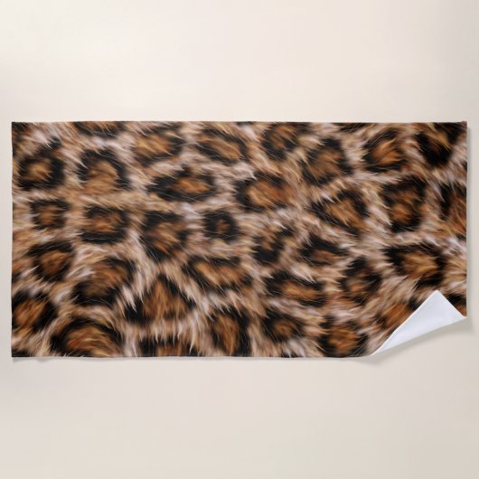 Leopard Jaguar Cat Brown Fur Muster-24609 Strandtuch (Vorderseite)