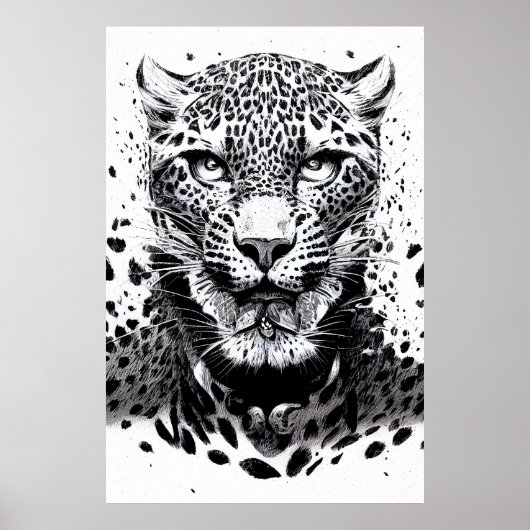 Leopard Jaguar Wild Nature Illustration Line Epic Poster (Vorne)